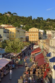 France, Alpes-Maritimes, Nice, old town, cours Saleya market, the Cais de Pierlas palace in the background