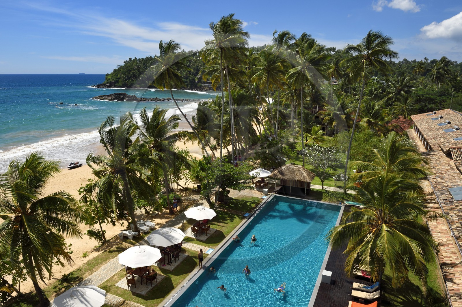 Sri Lanka, Province du Sud, Weligama, plage de Mirissa, Paradise Beach Club hotel