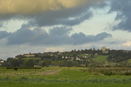 France, Manche, Avranches, the town and the Notre-Dame-des-Champs church seen from the south