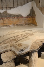 Israel, Jerusalem, Guivat Ram quarter, Israel Museum, department of archeology, fragment of the bathroom and the floor of King Herod at the Herodium (1st century BCE)