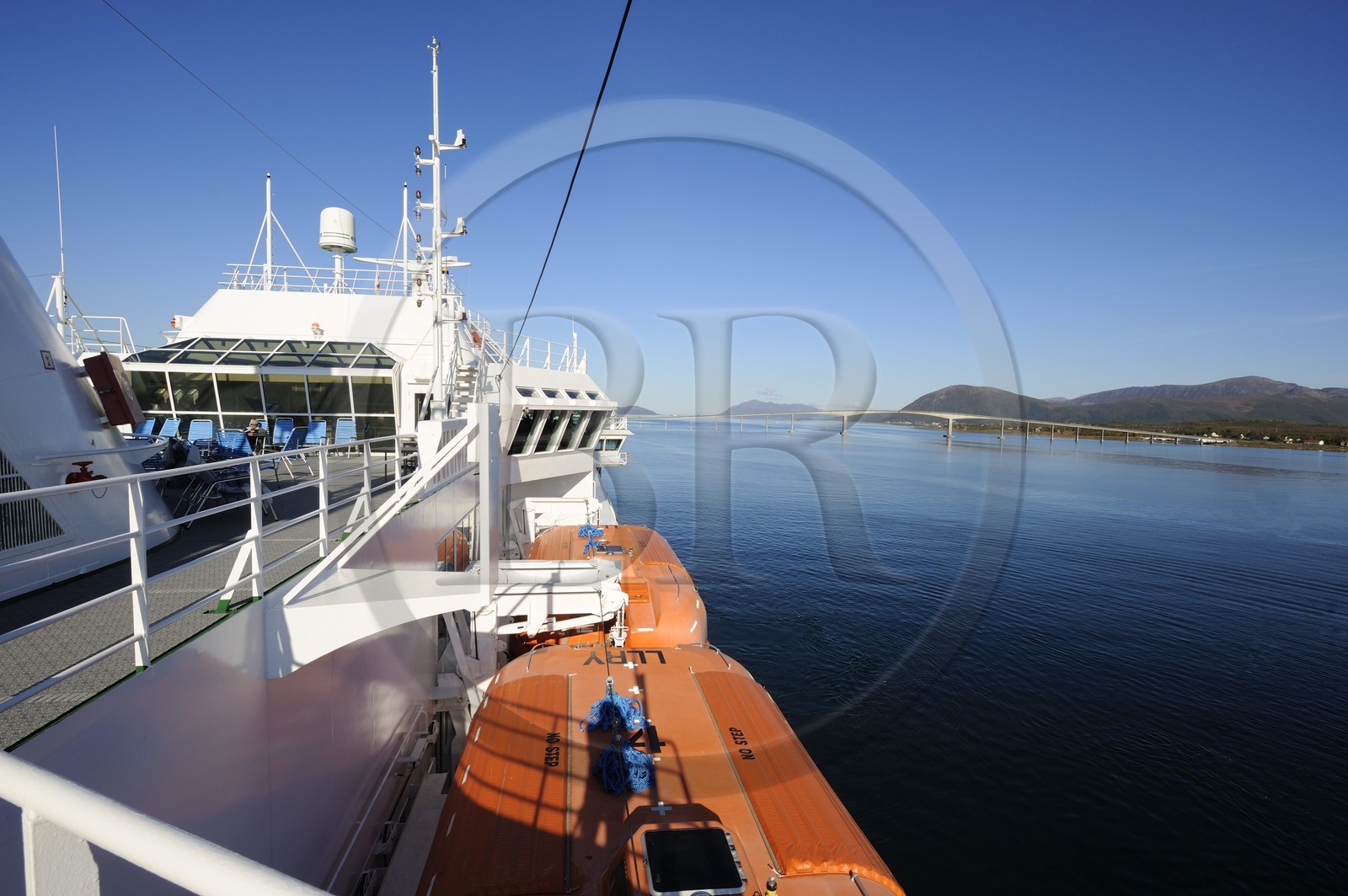 Norvège, Nordland, Westeralen, port de Sortland, l'express cotier Hurtigruten