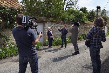 France, Yvelines, Montchauvet, shooting for the television of the Preferred Village of the French (Village Préféré des Français) with Stéphane Bern