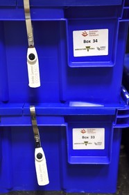 Norway, Svalbard, Spitzbergen, Longyearbyen, Svalbard Global Seed Vault (Seed Bank), sealed boxes containing seeds from the Australian Grains Genebank