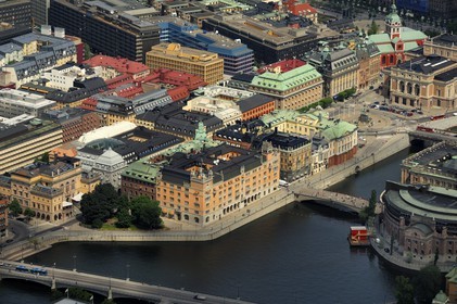 Suède, Stockholm, Strömgatan (vue aérienne)