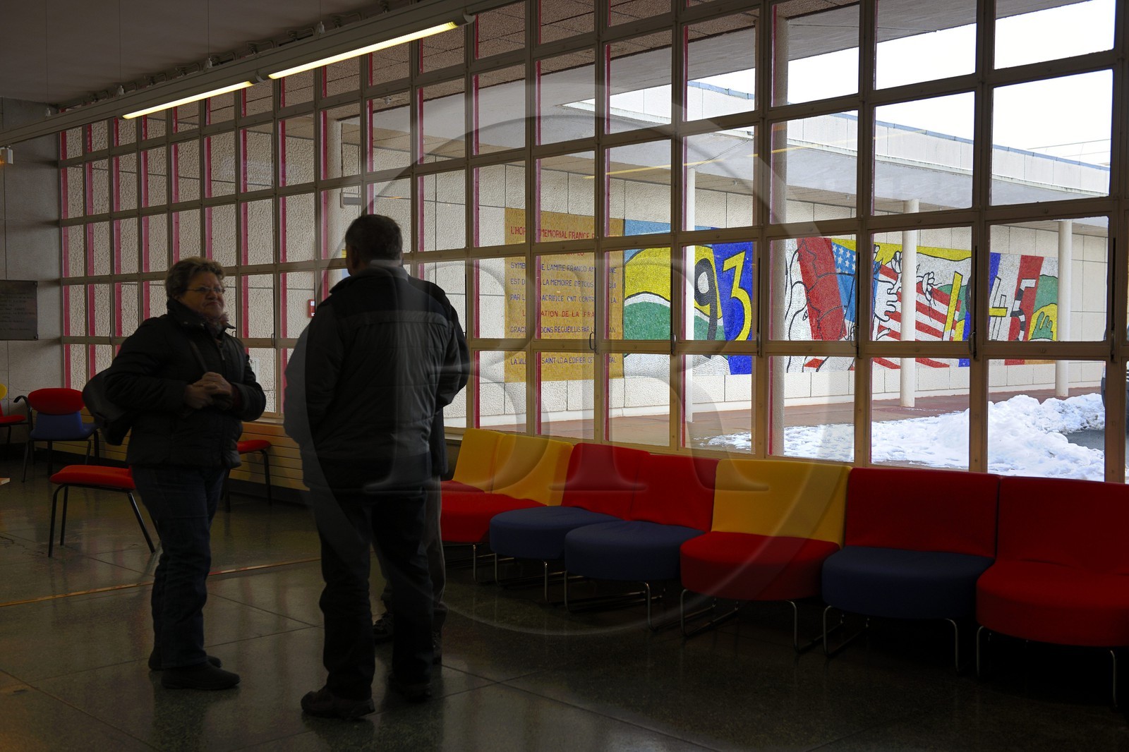 France, Manche (50), Cotentin, Saint-Lô, hôpital mémorial classé monument historique, fresque en mosaïque de Fernand Léger