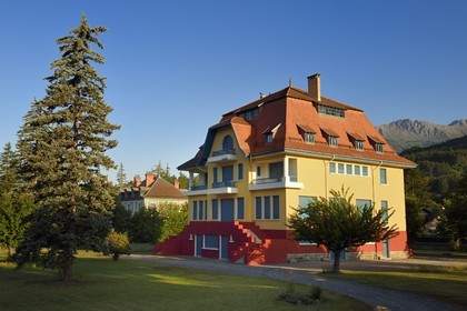 France, Alpes de Haute Provence, Ubaye valley, Barcelonnette, mexican villa known as the Blue Villa, it shows the success in Mexico of its first owner Camille Jean founder of the Francia Maritima department store