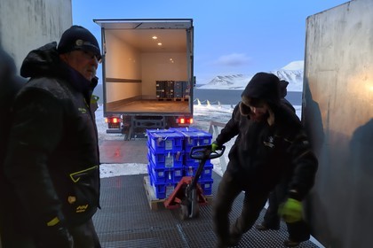 Norway, Svalbard, Spitzbergen, Longyearbyen, Svalbard Global Seed Vault (Seed Bank) provides a safety back-up for existing genebank collections, seed delivery by NordGen
