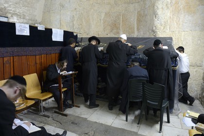 Israel, Jerusalem, holy city, the old town listed as World Heritage by UNESCO, King David's Tomb situated in a ground floor corner of the remains of the former Byzantine church Hagia Zion now part of the Diaspora Yeshiva