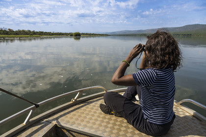 Rwanda, Akagera National Park, Boat safari on lake Ihema
