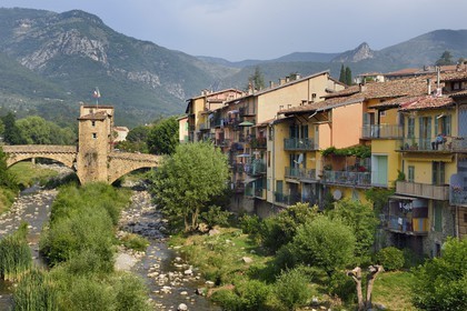 France, Alpes-Maritimes, Bevera Valley, Sospel, the Old Bridge over the river Béréva