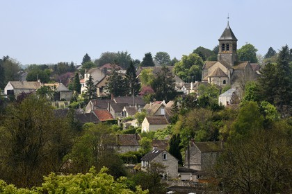 France, Yvelines, Montchauvet overlooked by the Sainte Marie Madeleine (St. Mary Magdalene) church