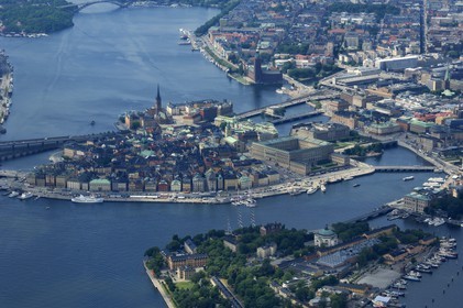 Sweden, Stockholm, Gamla Stan island (old town) (aerial view)