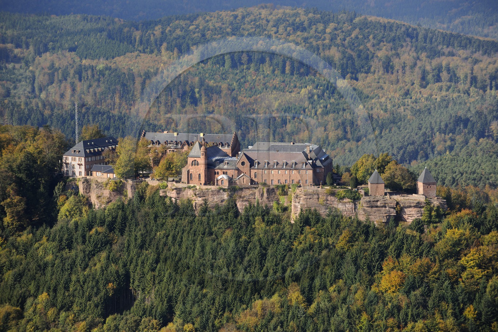 France, Bas-Rhin (67), le couvent du Mont Sainte-Odile (photo aérienne)