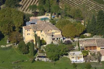 France, Var, Provence Verte (Green Provence), Bras village next to Saint Maximin, Le Peyrourier - une campagne en Provence Bed and Breakfast (aerial view)