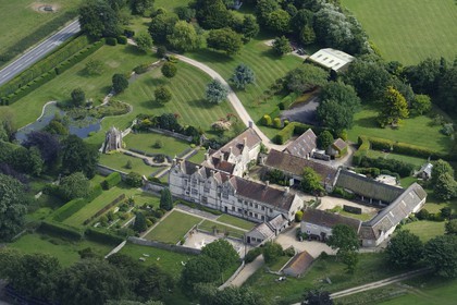 United Kingdom, England, Dorset, Weymouth region,  Poxwell Manor was the seat of the Henning family and was built in 1613 (aerial view)