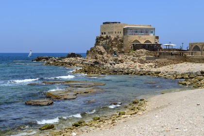 Israel, Haifa District, Caesarea (Caesarea Maritima), port of the citadel of the Crusaders build over the ruins of Caesarea