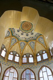 Spain, Catalonia, Barcelona, El Guinardo district, former Hospital de la Santa Creu i de Sant Pau listed as UNESCO World Heritage, modernist style by architect Domenech i Montaner, today a museum and a cultural center, mosaic ceiling in the Sant Salvador pavilion