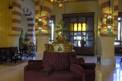 Egypte, Haute Egypte, Nubie, vallée du Nil, Assouan, l'hotel Old Cataract, le lobby