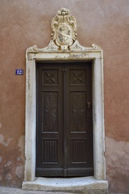 France, Corse du Sud, Bonifacio, Upper Town, door in rue Saint Dominique
