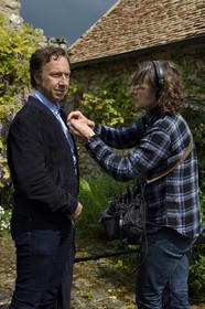 France, Yvelines, Montchauvet, shooting for the television of the Preferred Village of the French (Village Préféré des Français) with Stéphane Bern, final settings of the sound recordist Laurent Schwartz