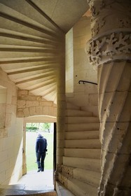 France, Dordogne, Périgord Vert, Villars, Puyguilhem castle, the second spiral Staircase in the octagonal tower