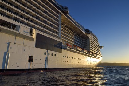 France, Bouches du Rhone, Marseille, cruise ship in the Bay of Marseille