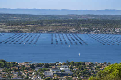 France, Hérault (34), Sète, l'étang de Thau vu depuis le Mont Saint-Clair