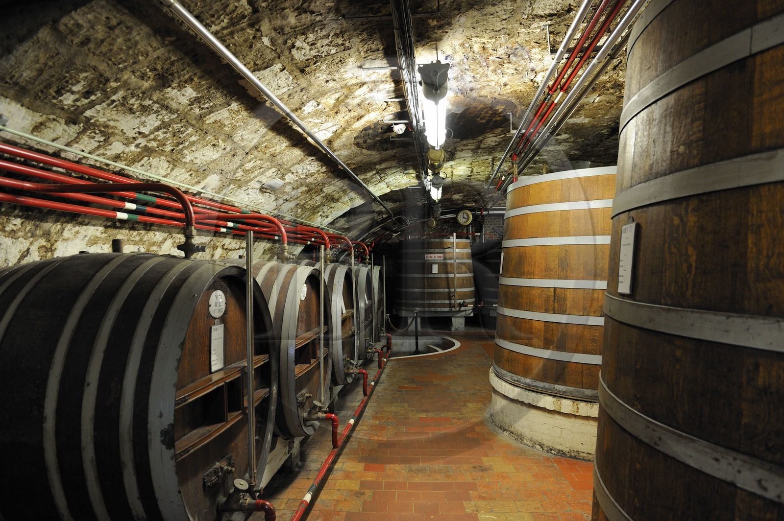 France, Seine-Maritime (76), Pays de Caux, Côte d'Albâtre, Fécamp, Palais Bénédictine, cave de foudres de chêne de la liqueur Bénédictine