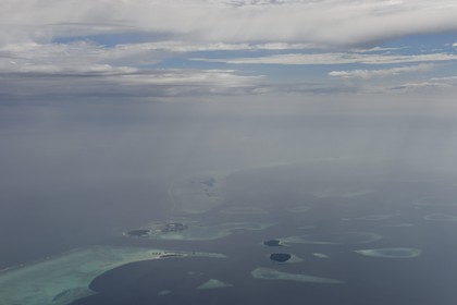 Maldives, Island and private atoll (aerial view)