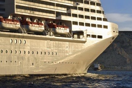 France, Bouches du Rhone, Marseille, cruise ship in the Bay of Marseille