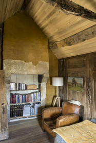 France, Finistère, Roscoff, shipowner's house called la Porte Noire (the Black Gate) built at the end of the 16th century by the James brothers and belonging today to Christian Kulig, former archives room, outside the house to protect it from fire