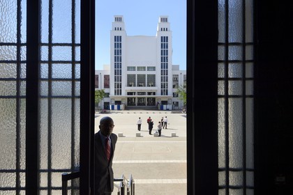 France, Rhone, Villeurbanne, architectural ensemble of the gratte-ciel (skyscrapers) built from 1927 to 1934, the former Palais du Travail (palace of Labour) now occupied by the theatre TNP on place Lazare Goujon