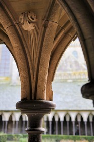 France, Manche, the abbey of Mont Saint Michel, listed as World Heritage by UNESCO, buildings of the Wonder (La Merveille), the cloister
