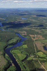 Sweden, Lapland, Norrbotten County landscape north of Lulea (aerial view)
