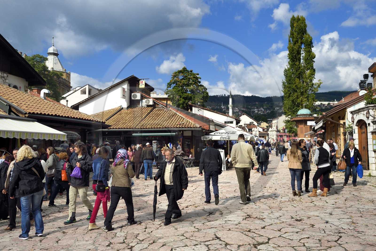 Bosnie-Herzégovine, Sarajevo, quartier de Bascarsija dans la vieille ville, place de Sebilj ou place de la fontaine