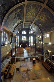 France, Allier (03), Vichy, Notre Dame des Malades (Our Lady of the Sick) church and Saint Blaise church, painted vault of the choir