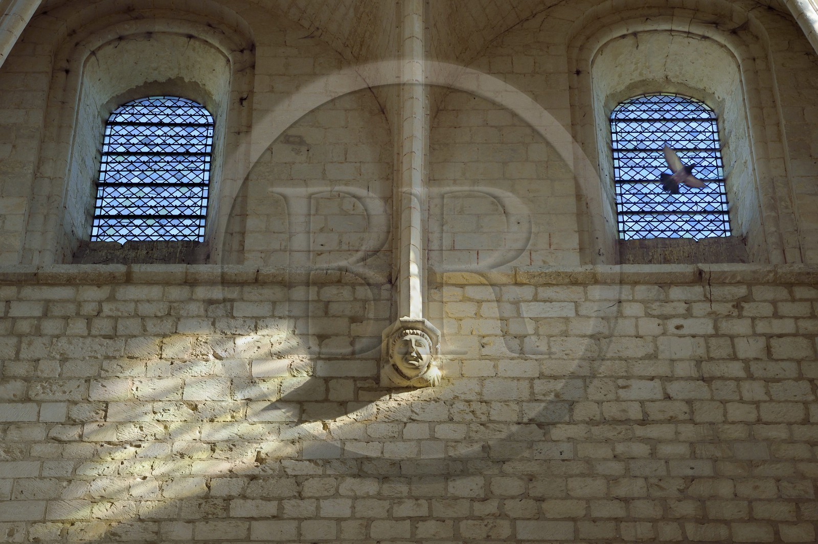 France, Seine-Maritime (76), Saint-Martin-de-Boscherville, Abbaye Saint-Georges de Boscherville du XIIe siècle, la nef de l'église abbatiale