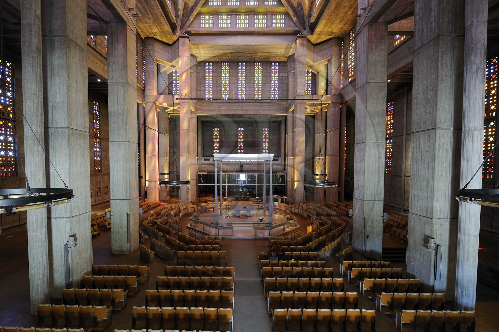 France, Seine Maritime, Le Havre, Downtown rebuilt by Auguste Perret listed as World Heritage by UNESCO, Saint Joseph church, the nave