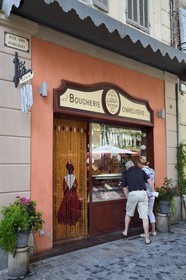 France, Bouches du Rhone, Arles, quartier de la Roquette, butcher shop rue des Porcelets