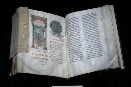 France, Manche, Avranches, the Scriptorial, Mont Saint Michel Manuscripts Museum, original Mont manuscripts