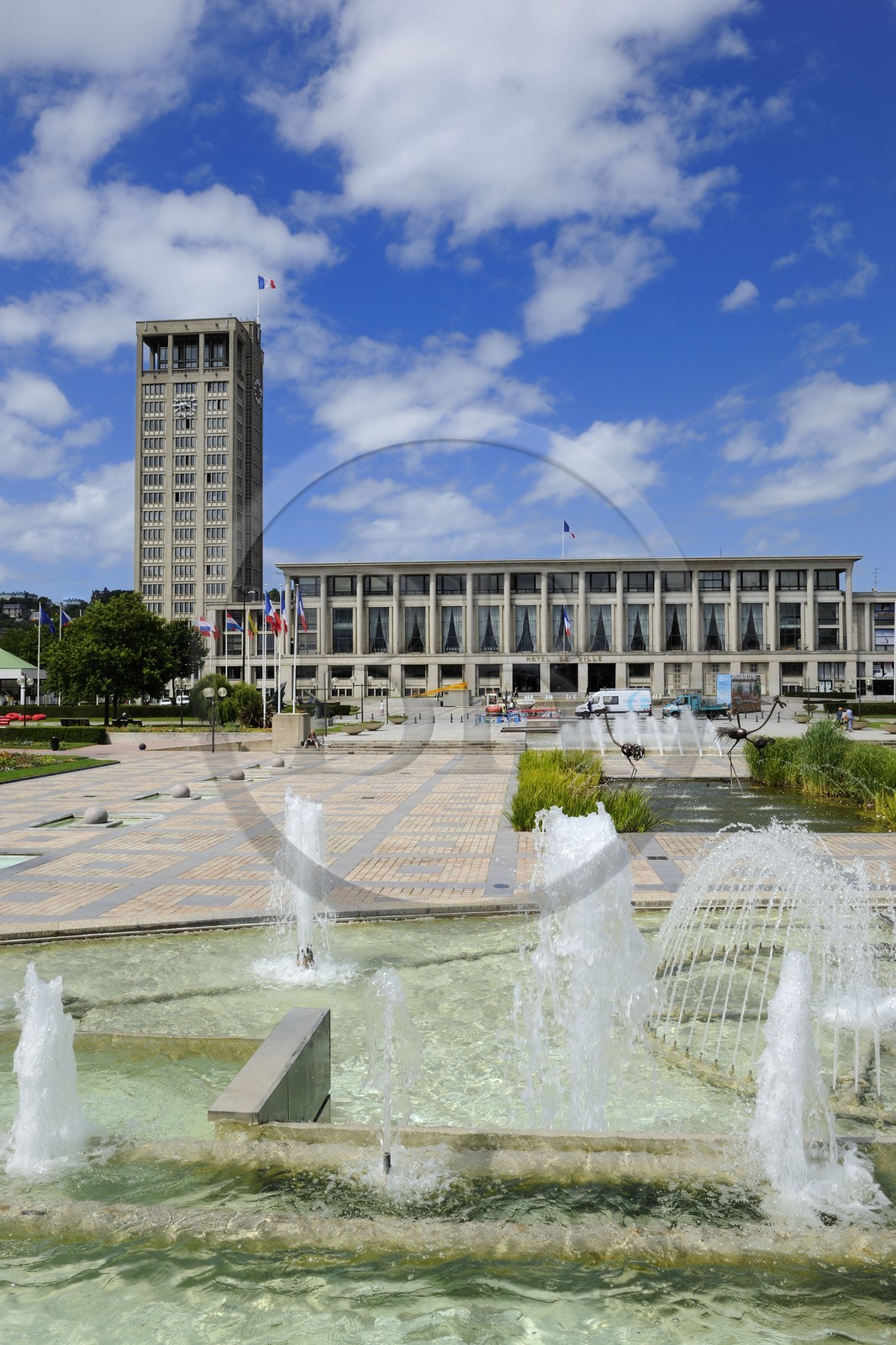 France, Seine Maritime, Le Havre, Downtown rebuilt by Auguste Perret listed as World Heritage by UNESCO, the City Hall of Perret (1958)