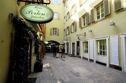 Austria, Styria, Graz, historic center listed as World Heritage by UNESCO, Altstadt Passage, medieval passage looking onto Herrengasse