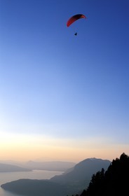 France, Haute Savoie, paraglider over the Annecy lake