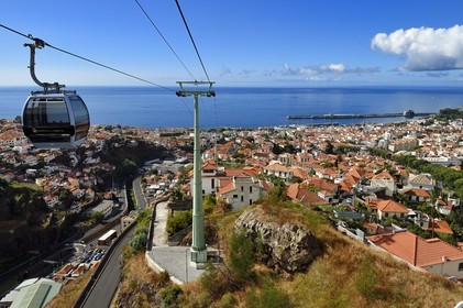 Portugal, Madeira Island, Funchal, the cable car that connects the historic district in the lower town to the tropical garden in the heights
