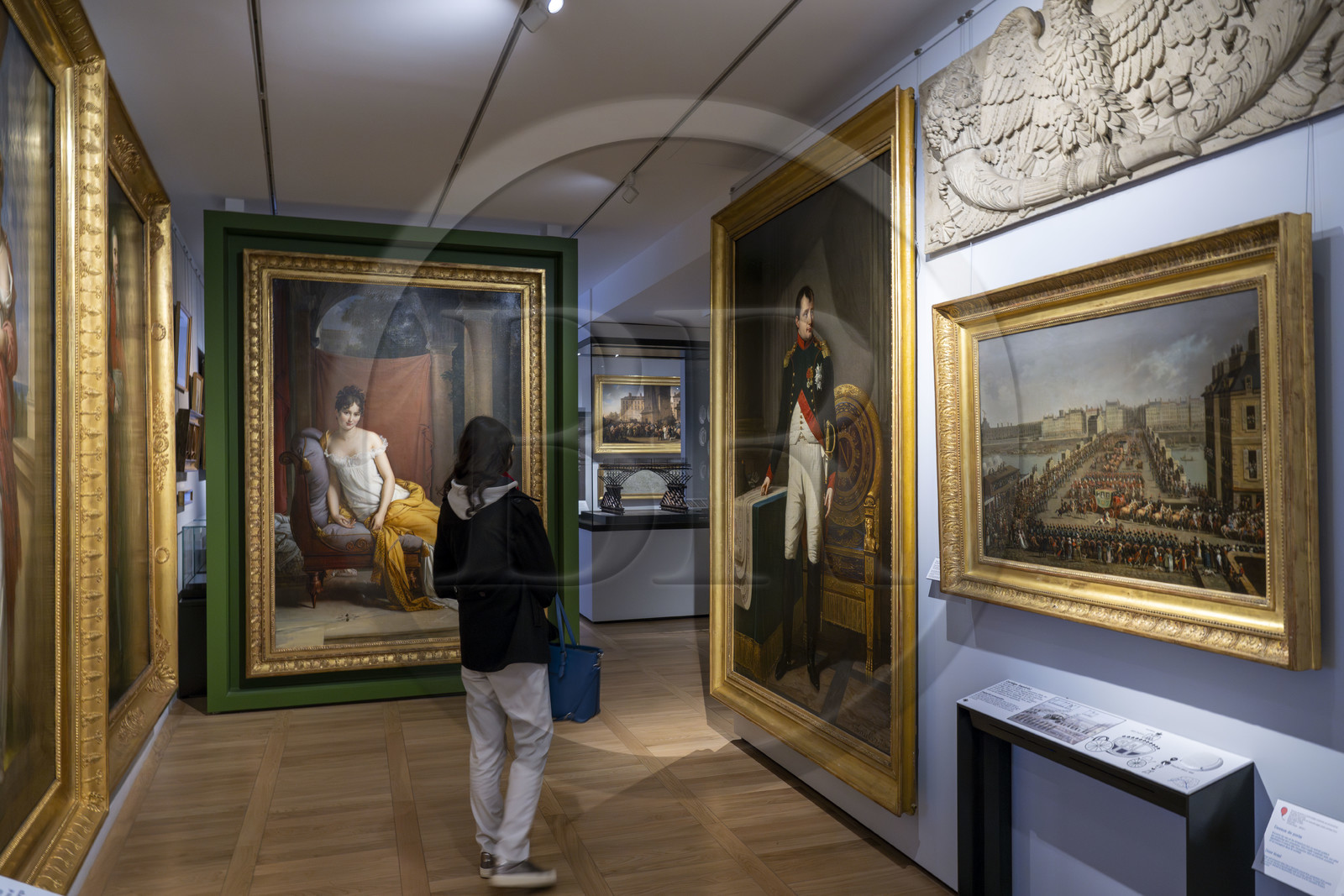 France, Paris, Marais district, Carnavalet Museum, section of Paris under Napoleon I and portrait of Juliette Récamier (1777-1849) in the background