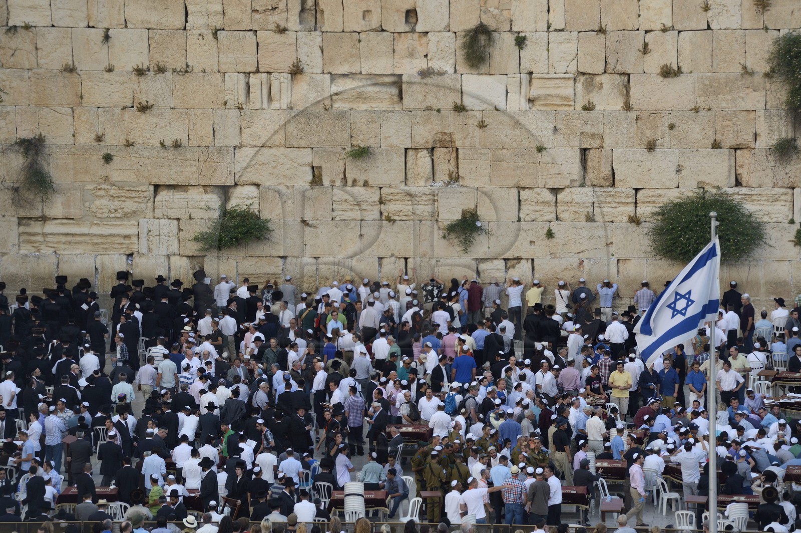 Israel, Jérusalem, ville sainte, vieille-ville classée Patrimoine Mondial de l'UNESCO, Mur des Lamentations ou mur occidental faisant partie des murs de soutènement de l'esplanade du Temple construite par Hérode Ier le Grand