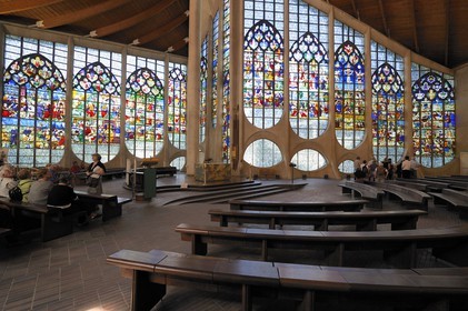 France, Seine Maritime, Rouen, the modern church of Saint Joan of Arc, place of conservation of the stained glass from the former St. Vincent Church destroyed in 1944