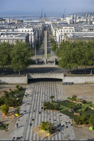 France, Finistère, Brest, Liberty Square and Rue de Siam which goes down to the port