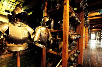 Austria, Styria, Graz, historic center listed as World Heritage by UNESCO, the Arsenal (Zeughaus) from 1642, knight's armour