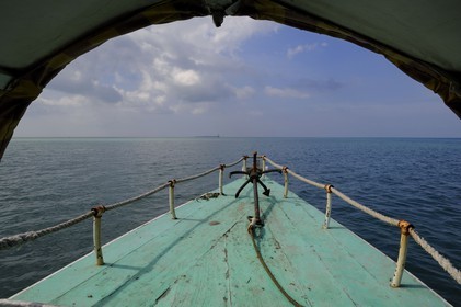 Tanzanie, archipel de Zanzibar, île de Unguja (Zanzibar), côte ouest, bateau pour la réserve naturelle de Chumbe Island Coral Park